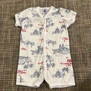 Petit Bateau Paris Print Snap Onesie in 3M